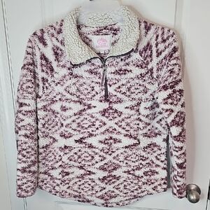 Sherpa Women's V-Neck Sweater - Cream and Purple‎